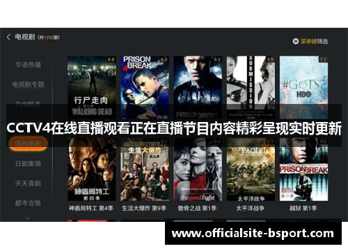 CCTV4在线直播观看正在直播节目内容精彩呈现实时更新